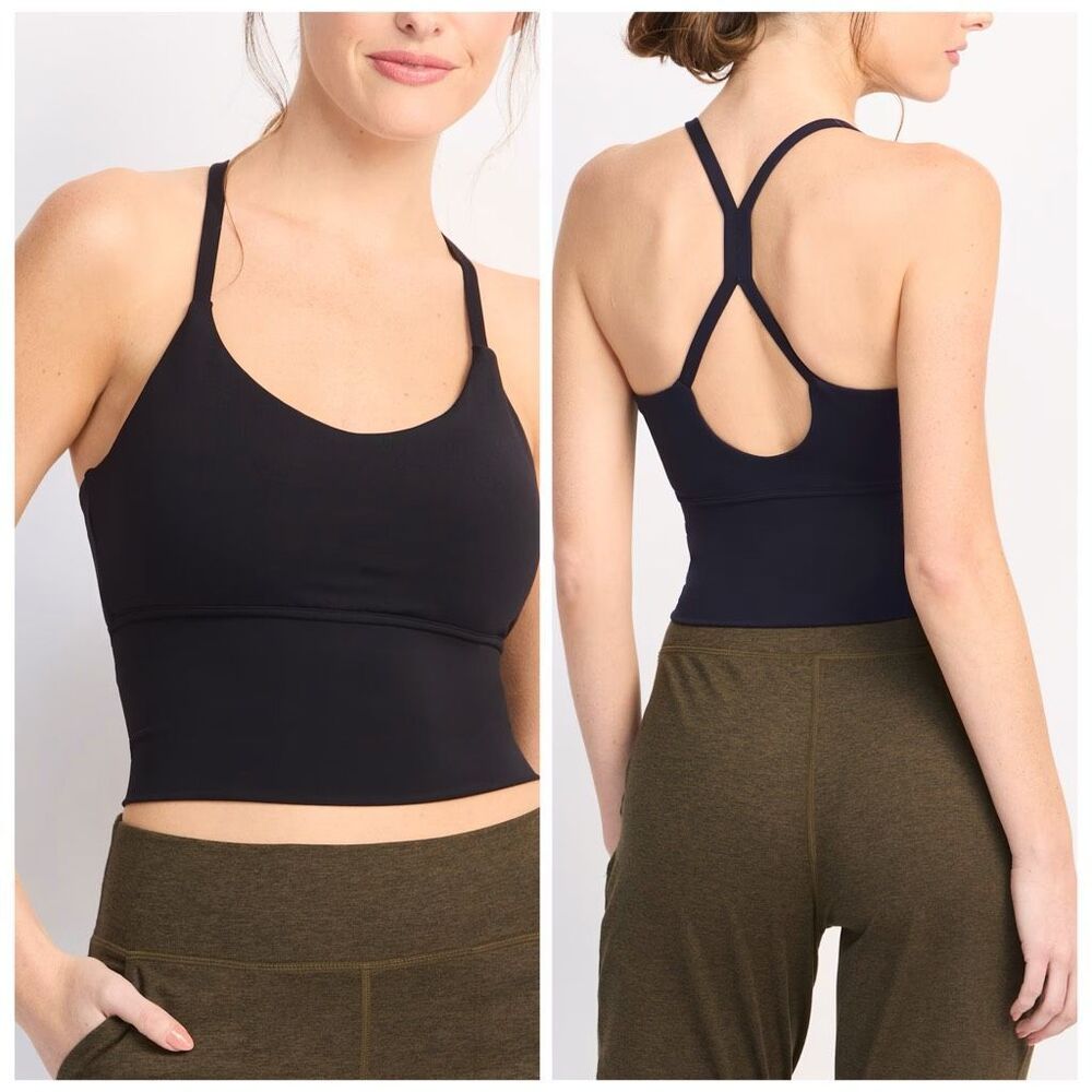 We Wander $68 Strappy Sports Bra Black Moisture-Wicking Stretch Small NEW